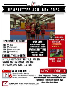 the flyer for an upcoming gymnastics event