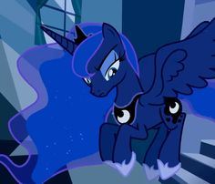 an animated image of a blue pony with wings flying over it's head and eyes