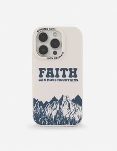 Accessorize your phone with our premium Faith Can Move Mountains   iPhone case! Our cases are durable enough to protect your phone from drops and scratches.   "You don't have enough faith," Jesus told them. "I tell you the truth, if you had faith even as small as a mustard seed, you could say to this mountain, 'Move from here to there,' and it would move. Nothing would be impossible."   -Matthew 17:20   Product Details      soft hand-feel  wireless charging compatible  impact protection  fitted Granola Phone Case, Cute Western Phone Cases, Bible Verse Phone Case, Jesus Shirts Christian Clothing Elevated Faith, Christian Iphone Cases, Christian Phone Cases Faith, Christian Accessories, Christian Graphics, Matthew 17 20