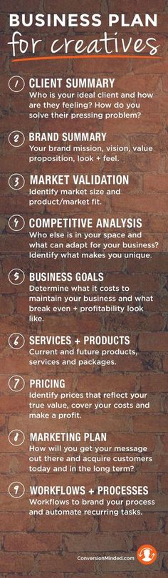 a brick wall with the words business plan for creatives on it