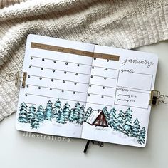 an open planner with trees on it