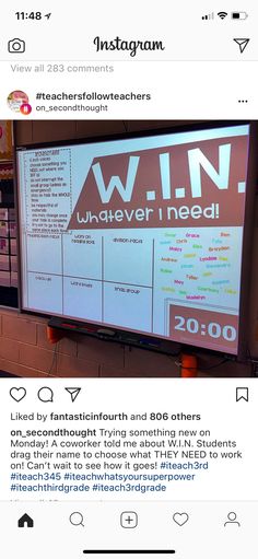 an instagram page with the words win written on it