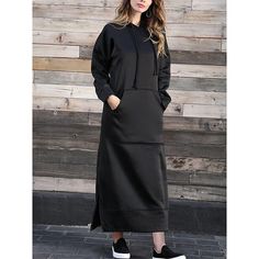 Season:Winter,Fall; Fabric:Polyester; Sleeve Length:Long Sleeve; Look After Me:Machine wash; Gender:Women's; Style:Basic,Casual,Daily; Elasticity:Micro-elastic; Occasion:Vacation,Going out,Outdoor,Weekend; Fit Type:Regular Fit; Dresses Type:Hoodie Dress,Casual Dress; Pattern:Solid Color; Design:Pocket; Neckline:V Neck; Front page:FF; Listing Date:08/16/2023; Production mode:Y-Back Suspender; Bust:; Length:; Shoulder Width:; Sleeve:; Waist:; Fit US Size:; Fit UK Size:; Fit EU Size:; Dress Length Split Sweatshirt, Loose Sweater Dress, Casual Winter Coat, Xxxl Dress, Maxi Dress Outfit, Breezy Dress, Hooded Dress, Dresses Xxl, Loose Sweater