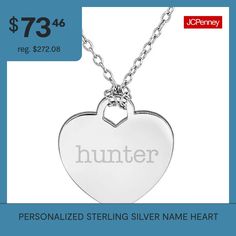 Features: Personalized, MonogrammableJewelry Closure: Spring Ring ClaspLink Construction: SolidShape: HeartMetal Color: WhiteChain Length: 18 InchChain Width: 1.25 MillimetersPendant Length: 17mmPendant Width: 16.2mmChain Construction: CableMetal: Sterling SilverNecklace Type: Pendant NecklacesAssembled in the US from Imported Materials Elegant Name Heart Necklace, Elegant Heart Necklace With Name Detail, Valentine's Day Engraved Heart Necklace, Silver Heart Cut Name Jewelry, Personalized Silver Heart Necklace, Silver Heart Pendant Necklace With Name, Silver Open Heart Necklace With Name, Silver Heart Necklace For Personalized Gift, Heart Pendant Necklace