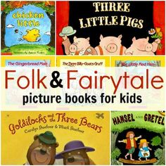 four children's books about folk and fairy tales with the title, three little pigs