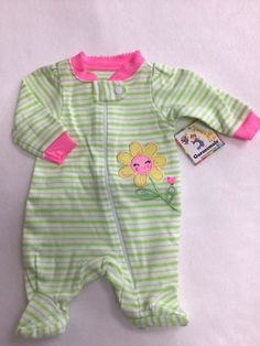 Preemie baby girl footie Garanimals so cute flower face. really sweet. Preemie Dresses, Fun Pink Onesie For Spring, Cute Onesie For Spring Playtime, Cute Spring Onesie For Playtime, Cute Spring Playtime Onesie, Cute Green Onesie For Spring, Pink Onesie For Bedtime In Spring, Cute Spring Onesie For Bedtime, Pink Onesie For Bedtime And Spring