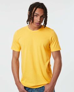 Combed CVC T-Shirt - HEATHER GOLD - XL | Tultex Combed CVC T-Shirt in Heather Gold Size XL | Cotton/Polyester Blend Columbia Blue, Popular Colors, Deep Teal, Heather Black, Military Green, Ice Blue, Heathers, Comb, Olive Green