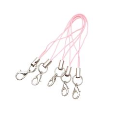 five pairs of pink cord with metal hooks