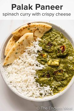 a white bowl filled with rice and guacamole next to tortillas