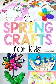 spring crafts for kids that include paper plates, flowers and other things to do with them