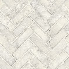 Sample Canelle White Brick Herringbone Wallpaper Brick Herringbone, Strip Wallpaper, Stripped Wallpaper, Brick Laying, Herringbone Wallpaper, Modern Mural, A Street Prints, Rustic Backdrop, Grey Brick