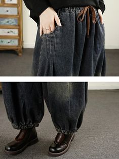 Elevate your wardrobe with our Women Autumn Vintage Denim Loose Harem Pants. Crafted with premium denim, these pants offer both comfort and style. The loose harem fit creates a laid-back look, perfect for any occasion. Embrace the vintage aesthetic and elevate your fashion game. Features Item Code: 7680318046270 Material: 100%Cotton Pattern: Solid Gender: Women Waist: Elastic Pants Style: Harem Pants Style: Vintage Style Harem Pants Fashion, Ripped Jeans Women, Fall Maxi, Elastic Pants, Women Waist, Plus Size Romper, Winter Dress Outfits, Vintage Patchwork, Slides Women