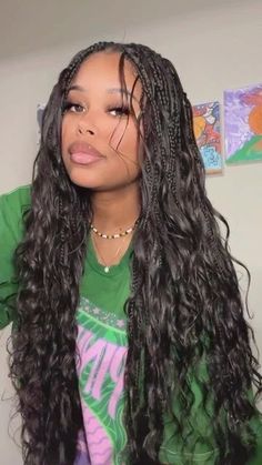 Mermaid Braids With Weave, Bohemian Breads, Color 2 Braids, Boho Braids Loose Wave, Hair Looks Braids, Island Knotless Braids, Straight Goddess Braids, Braids For Summer Black Women, Layered Goddess Braids