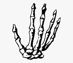 a black and white drawing of a skeleton hand