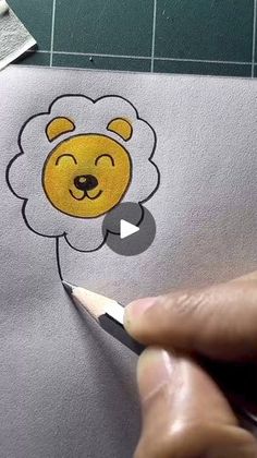 someone is drawing a bear with a pencil