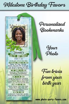 a bookmark with an image of a woman's birthday