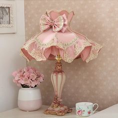 Pink Court Dress Lamp - Kids Nightstand/Table Lighting With Lace Frill 1 Bulb Pink Court, Table Rose, Cute Furniture, Table Lighting, Court Dresses, Kids Nightstand, Nightstand Lamp, Cute Bedroom Decor, Cute Room Ideas