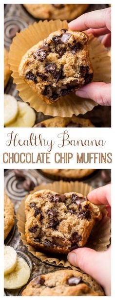 healthy banana chocolate chip muffins are the perfect breakfast treat