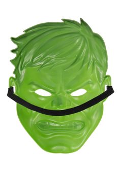 a green mask with black straps on it