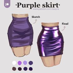 a purple skirt is shown with different colors and sizes, including the bottom half of the skirt