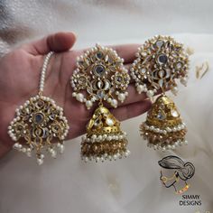 Hand crafted beauty, gold plated. Pure Thapa Kundan Earrings Length 3.5 inches approx. Kundan Earrings, Earring Necklace, Accessories Shop, Bridal Jewelry, Hand Crafted, Gold Plate, Bangles, Plating, Stud Earrings