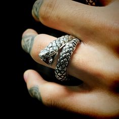 Luxury Silver Snake Ring, Silver Snake Ring For Promise, Silver Sterling Snake-shaped Ring, Silver Snake-shaped Promise Ring, Sterling Silver Snake Ring, Snake Face, Silver Snake Ring, Snake Ring Silver, Silver Gold Jewelry