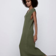 Zara Sleeveless Midi Dress With V-Neckline. Self Belt. Length 45” M: Armpit To Armpit 18 And Beyond, Very Stretchy L: Armpit To Armpit 19 And Beyond, Very Stretchy Casual Green V-neck Dress For Fall, Casual Green Sleeveless V-neck Dress, Chic Green Sleeveless V-neck Dress, Green Sleeveless Casual V-neck Dress, Green Sleeveless Dress For Fall, Casual Green V-neck Sleeveless Dress, Sleeveless Knit Midi Dress For Fall, Sleeveless Stretch Midi Dress For Fall, Stretch Sleeveless Midi Dress For Fall