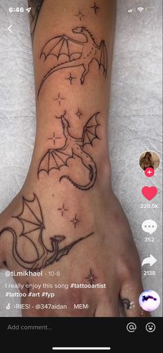 a foot with a dragon tattoo on it's left side and the words follow for you