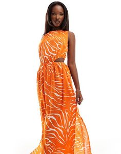 AX Paris sleeveless cut out midi dress in orange zebra print | ASOS Summer Vacation Midi Dress With Cut-out Waist, Summer Midi Dress With Cut-out Waist For Vacation, Chic Sleeveless Cutout Maxi Dress, Sleeveless Orange Midi Dress For The Beach, Sleeveless Summer Midi Dress With Side Slits, Summer Maxi Dress With Side Slits And Cut-out Waist, Sleeveless Cutout Sundress Maxi Dress, Spring Zebra Print Midi Dress, Orange Sleeveless Maxi Dress For Day Out