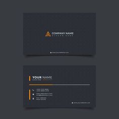 two business cards with an orange and black logo on the bottom one is for a company