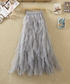 A line irregular tulle skirt girl fashion skirt Fabric: tulle Color: pink, light pink, gray, black, white Size(cm): free size length 88 waist 60-88 Skirt Fabric, Pink Light, Pink Gray, Skirt Fashion, Free Size, Tulle Skirt, Light Pink, Girl Fashion, Autumn Fashion