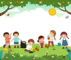 children are gardening in the park