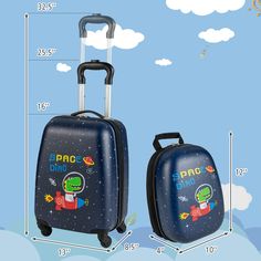 😊Large Storage Capacity: This 2-piece kids 16’’ suitcase and 12’’ backpack set features large capacity, which is ideal for children to store clothes, toys, book and other items. Suitable for traveling, visiting kinship, and going to school outings. 🌊Waterproof and Scratch-resistant: Covered with the transparent protective film, the kids luggage with wheels can be effectively prevented scratches, and it is waterproof that would not be stained easily. 💖Portable to Carry: This kids luggage set c Portable Cases For Travel And Back To School, Kids Luggage Sets, Backpack Set, Going To School, Carry On Suitcase, Luggage Sets, Kids Luggage, Large Storage, Practical Gifts