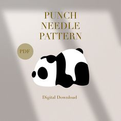 a panda bear laying down on top of a book cover with the title punch needle pattern