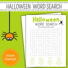 halloween word search with spider on it