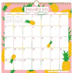 a calendar with pineapples on it