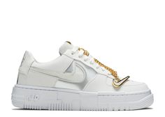 Wmns Air Force 1 Pixel 'Grey Gold Chain' - Nike - DC1160 100 - summit white/dark beetroot/white/summit white | Flight Club Nike Air Force 1 Gold, Nike Air Force 1 White Lace-up, Nike Air Force 1 Pixel Gold Chain, White Nike Air Force 1 Lace-up With Perforations, White Synthetic Mid-top Nike Air Force 1, New Nike Air Force, Converse New, Nike Air Presto, Grey Sneakers