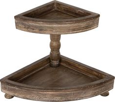 two tiered wooden tray with wheels on each side