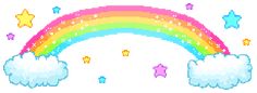 a cross stitch rainbow with stars and clouds