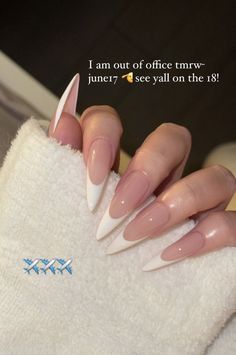 French Tip Stiletto Nails Long, French Stiletto Nails, Acrylic Nails Nude, Sassy Nails, Simple Acrylic Nails, Classy Acrylic Nails, Classic Nails, Nails Only