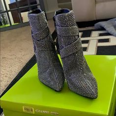 Nwt Gianni Bini Vinya Graphite Studded Booties, Size 6.5. Love Them, But Just Don’t Fit Me. Brand New. Only Tried Them On. Glamorous Metallic Silver Boots With Pointed Toe, Glamorous Metallic Silver Pointed Toe Boots, Silver Ankle-high Heels For Night Out, Silver Ankle-high Heels For Party, Silver Ankle-high Party Heels, Silver Embellished Boots For Night Out, Elegant Silver Boots With Round Toe, Silver Embellished Heels With Almond Toe, Glamorous Silver Pointed Toe Boots