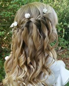 Waterfall Braid With Curls, Hairstyles Blonde, Long Box Braids, Waterfall Braid, Braids With Curls, Peinados Fáciles Para Cabello Corto, Hair Styles 2017