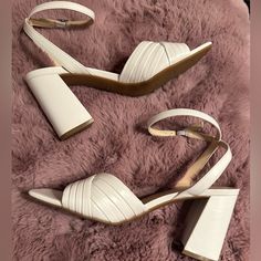 New White Nine West Heels White Block Heels With Reinforced Heel, Medium Width, White Block Heels With Reinforced Heel And Medium Width, Elegant Spring Block Heels With 4-inch Heel, Elegant 4-inch Heel Block Heels For Spring, Elegant 4-inch Heeled Block Heels For Spring, Elegant 4-inch Block Heels For Spring, Elegant 4-inch Spring Block Heels, Chic Cream Block Heels With Wrapped Heel, Cream High Block Heels With Wrapped Heel