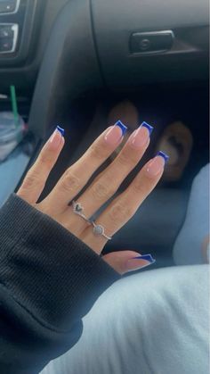 Fun Blue Nails, Ongles Gel French, Hoco Nails, Teen Nails, Dark Blue Nails, Navy Blue Nails, Nail Board, Blue Acrylic Nails, Nagel Tips