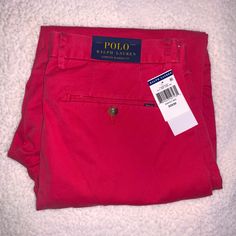 Polo Ralph Lauren Men’s Straight Fit Chino Pants Nantucket Red 32 X 30 Classic Red Bottoms With Welt Pockets, Casual Red Straight Leg Chinos, Casual Red Chinos With Pockets, Fitted Red Chinos Casual Style, Red Fitted Casual Chinos, Fitted Red Casual Chinos, Red Slim Fit Cotton Chinos, Red Trousers With Welt Pockets, Red Straight Leg Pants With Welt Pockets