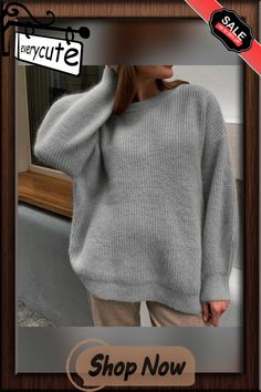 Autumn Winter Warm Knitted Cashmere Sweaters Women Loose Causal Fashion Sweater Soft Basic White Lady Knitwear Jumper New Gray Knitted Acrylic Sweater, Gray Crew Neck Knit Top For Winter, Gray Acrylic Crew Neck Sweater, Oversized Gray Acrylic Top, Gray Knitted Acrylic Tops, Knitwear Jumper, White Lady, Sweaters Women, Cashmere Sweater Women