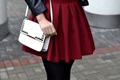 dark red skater skirt Red Skater Skirt, Gorgeous Clothes, Clothing Inspiration, Fashion Lookbook, Dark Red, Fashion Dolls, Skater Skirt, Dolls, My Style