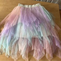 Tulle Layered Fairies Pixie Rainbow Pastel Skirt Women’s Xs Or Kids L 10-12 Midi Knee Great For Halloween Or Dance Parties Etc. New Never Worn Rainbow Costume Women, Pastel Kidcore Outfits, Rein Fair, Amazon Skirts, Pixie Costume, Rainbow Costumes, Pastel Kidcore, Pastel Fairy, Pastel Skirt