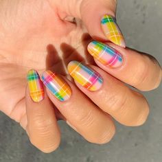 Chunky Glitter Nails, Summer Nails 2022, Watermelon Nail Art, Plaid Nail Designs, White Nails With Gold, Pink White Nails, Matte Pink Nails, Purple Ombre Nails, Rainbow Nails Design