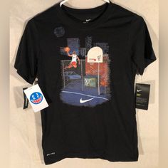 Us Size Boys M Condition Brand New Always Accepting Offers Same Day / Next Day Shipping Sizing On Nike.Com Item Sales Are Final All Offers Are Considered Be Sure To Make One! Any Questions? Comment, Or Message! We Encourage You To Like Items, To Be Notified For Special Offers Check Out Our Shop For Many Other Great Deals On New Items Casual T-shirt With Character Print For Sports, Sporty T-shirt With Character Print For Sports, Nike Black T-shirt For Sports Season, Crew Neck Tops With Character Print For Sports Events, Casual Sports T-shirt With Character Print, Sporty Tops With Character Print For Sports, Nike Sporty Moisture-wicking Shirt, Sporty Tops With Character Print For Sports Events, Sporty Character Print Tops For Streetwear